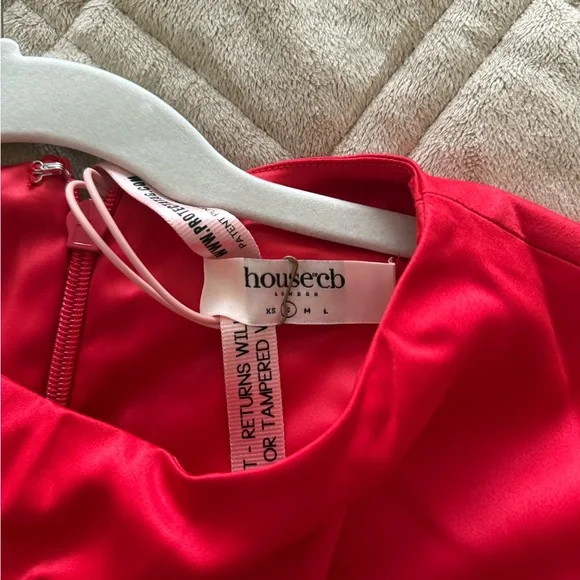 House of CB Satin Red Long Sleeve Dress - Picture 5 of 5